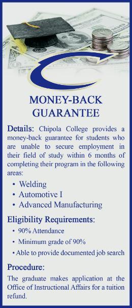 Image with qualification details for the money back guarantee program for tuition refund