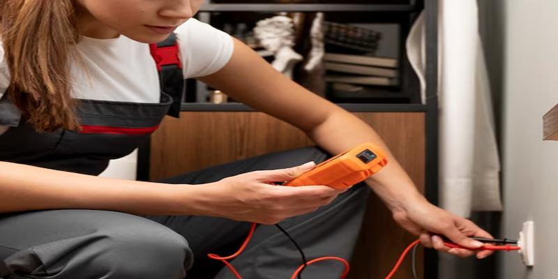 image of student testing an electrical outlet