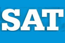 Blue image of the words SAT test logo 