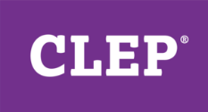 Purple background image with letters CLEP test logo 